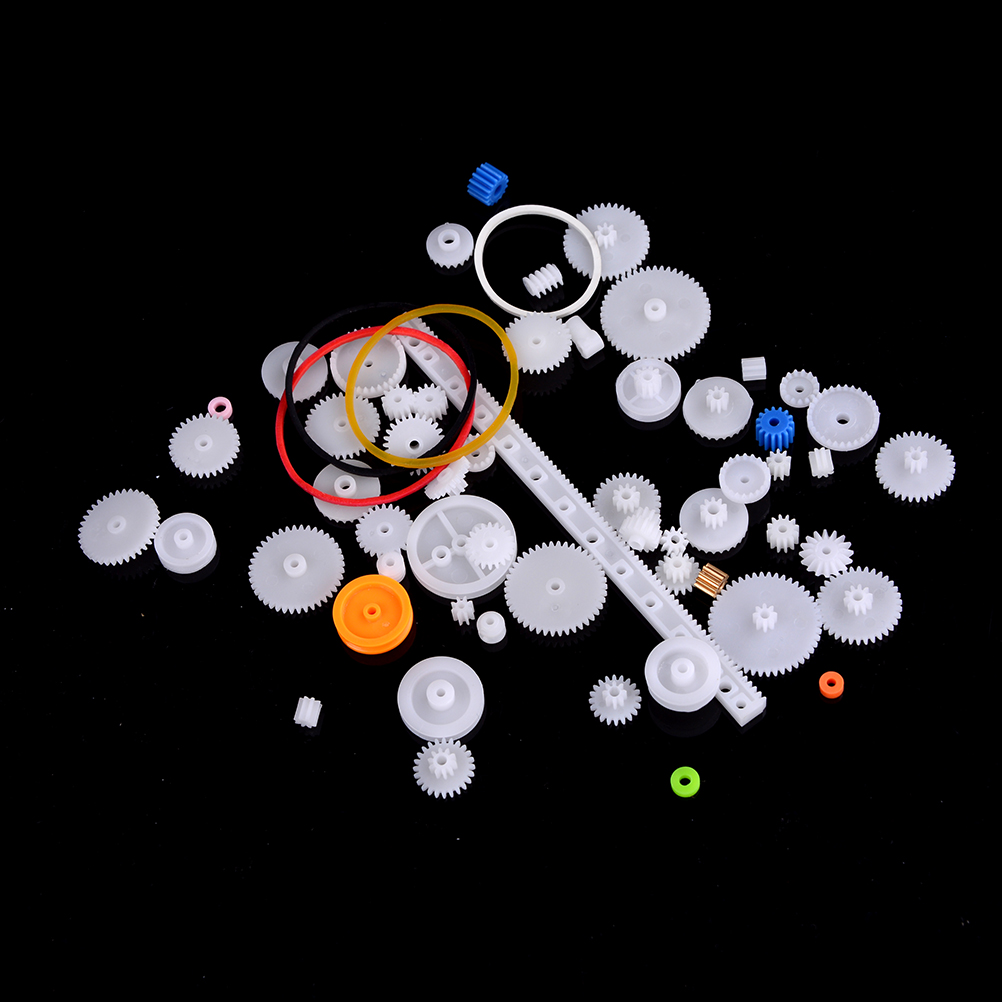 60 pcs Plastic Gear Set DIY Rack Pulley Belt Worm Single Double Gears. 