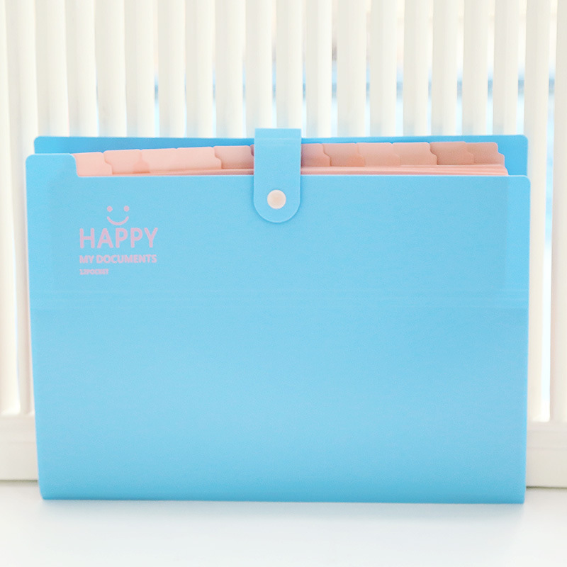 Portable Organ Bag Folder A4 Large-capacity Student Test Paper Storage Bag 12-layers Bill File Classification Storage Bag