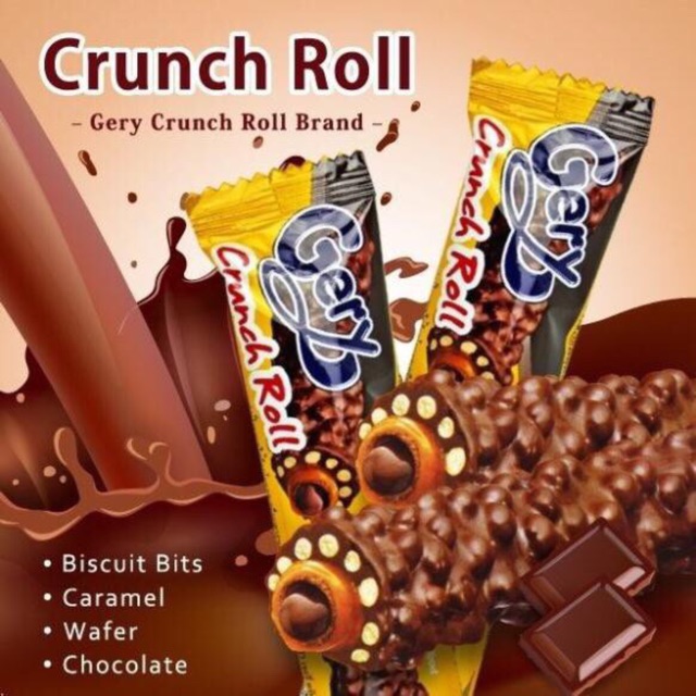 bánh gery crunch roll cuốn sôcôla indonesia hộp