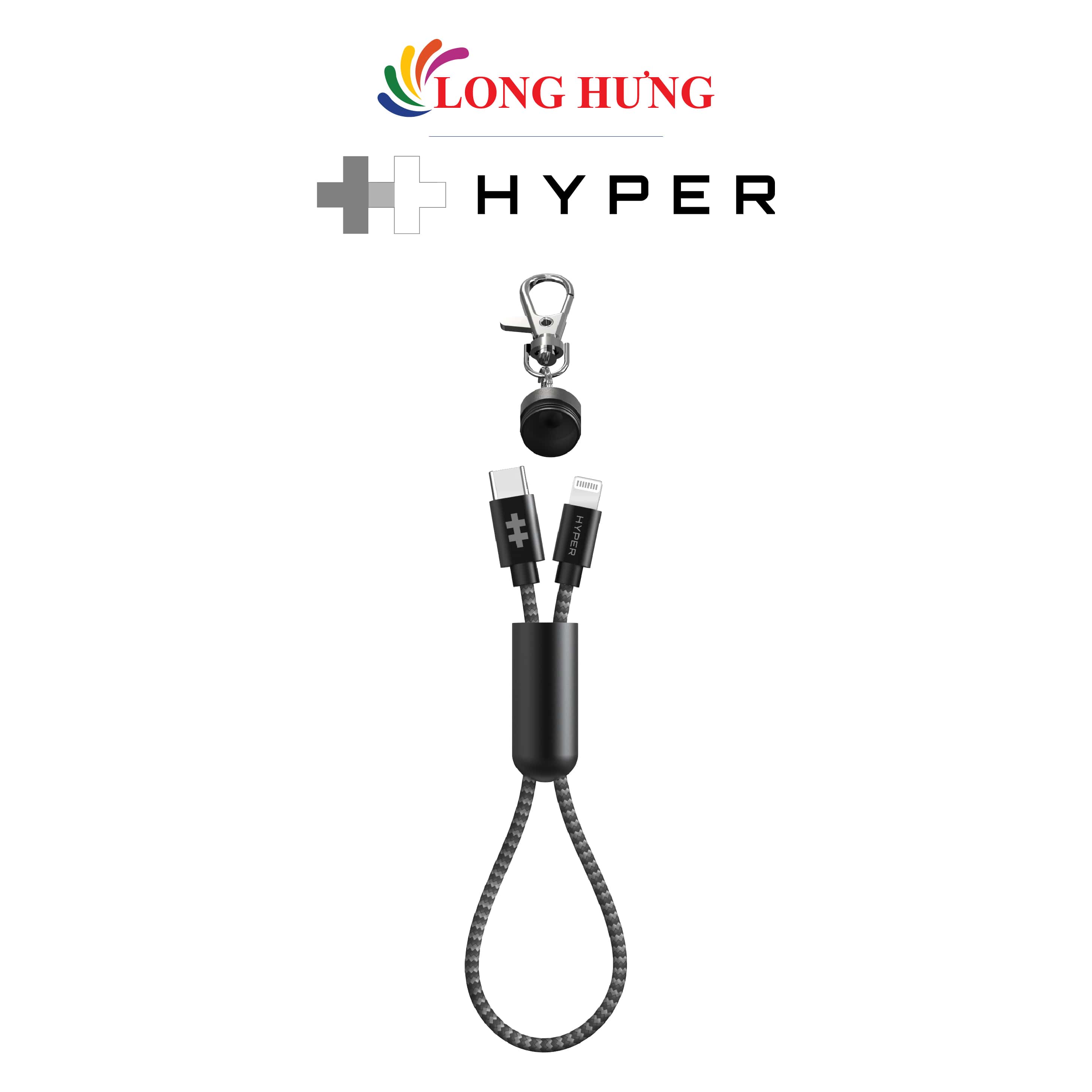 Cáp usb type-c to lightning hyperdrive mfi keychain 0.2m hd-clm302 - hàng chính hãng - cổng type-c to lightning tiện lợi độ dài 0.2m dòng điện ổn định