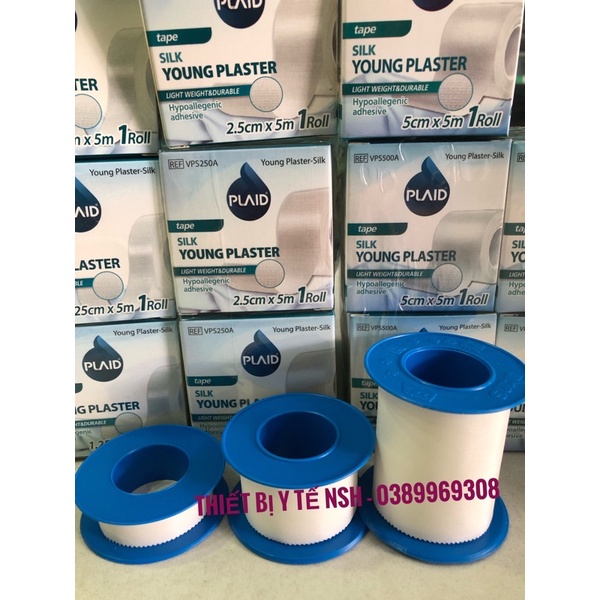 ️ băng dán dính y tế cuộn vải lụa silk tape plaid,băng keo y tế vải lụa,băng gạc vết thương xé lụa young plaid