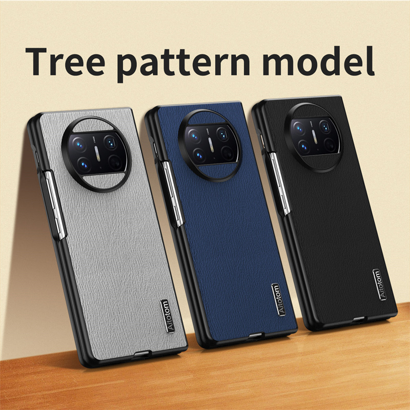 For Huawei Mate X5 X3 X2 P50 Pocket 2 Phone Case, Business High-end Tree Grain Leather Texture Silicone Cover