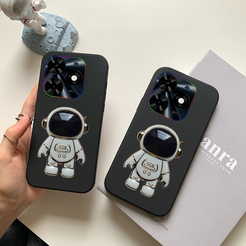 New Phone case itel A70 A60 A60S A50 Back cover Astronaut Bracket Smooth Soft Silicone Anti Collision Back cover itel A70 A60 A60S A50 case.