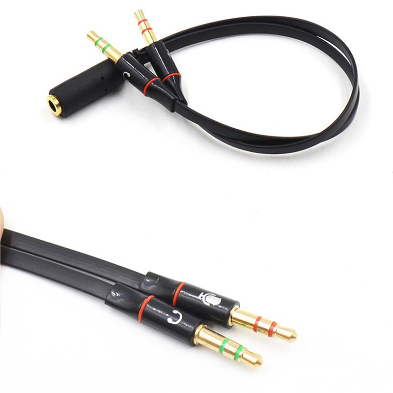 3.5mm TRRS Adapter 2 Male 1 Female mini 3.5mm Jack 4 pin Splitter Stereo Audio Microphone Flat Cable Socket to 2 3pin Connector. 