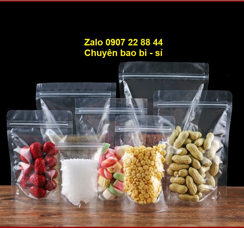 1KG TÚI ZIP ĐÁY ĐỨNG 2 MẶT TRONG SUỐT
