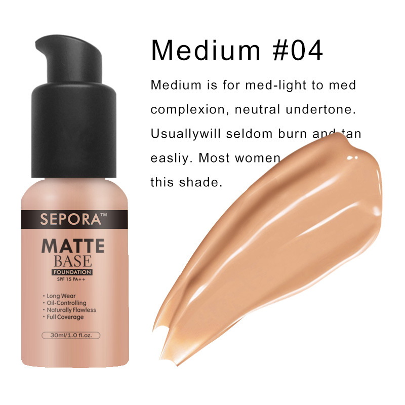 30ml Face Matte Liquid Foundation Base Makeup Oil Control 24 Hours Lasting Concealer Full Coverage Waterproof Contour Makeup