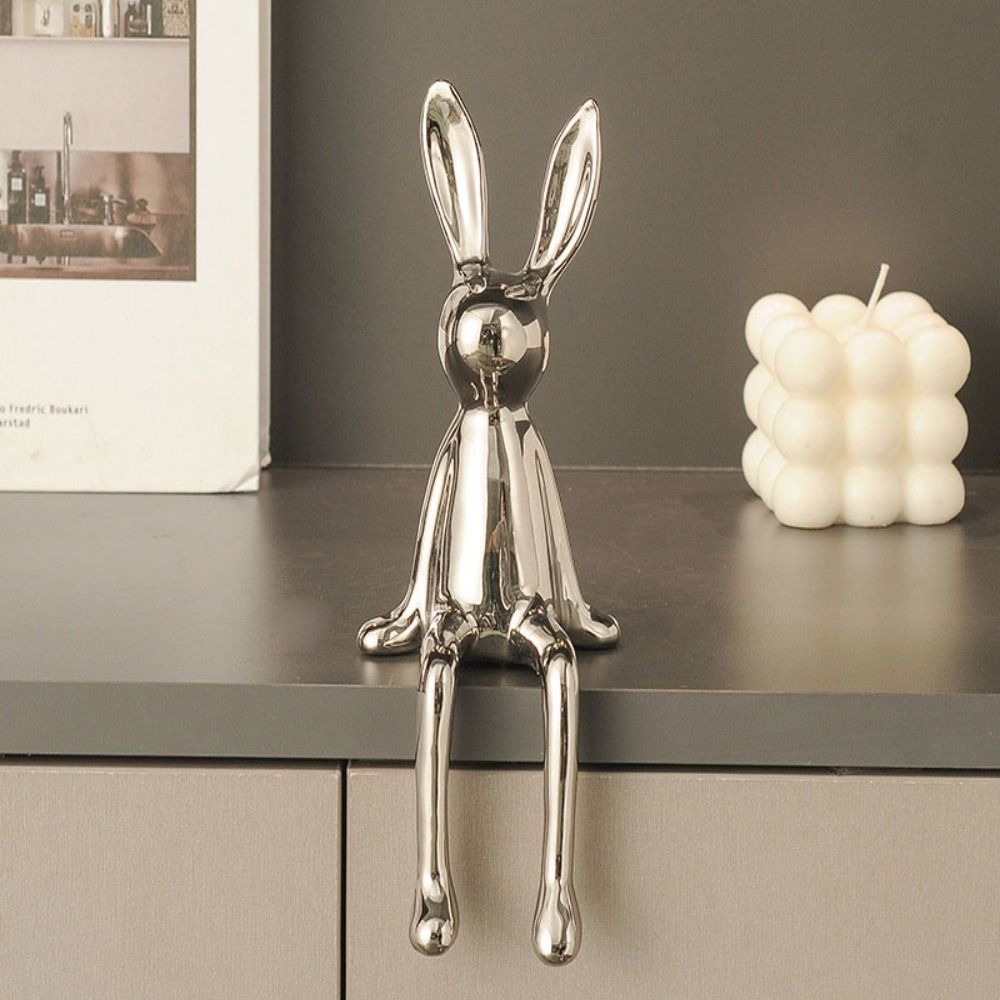 Linnanzhubing gốm sứ đồ trang trí hình thỏ thỏ bạc/trắng/vàng đồ trang trí bàn mới đồ trang trí trong nhà nhà