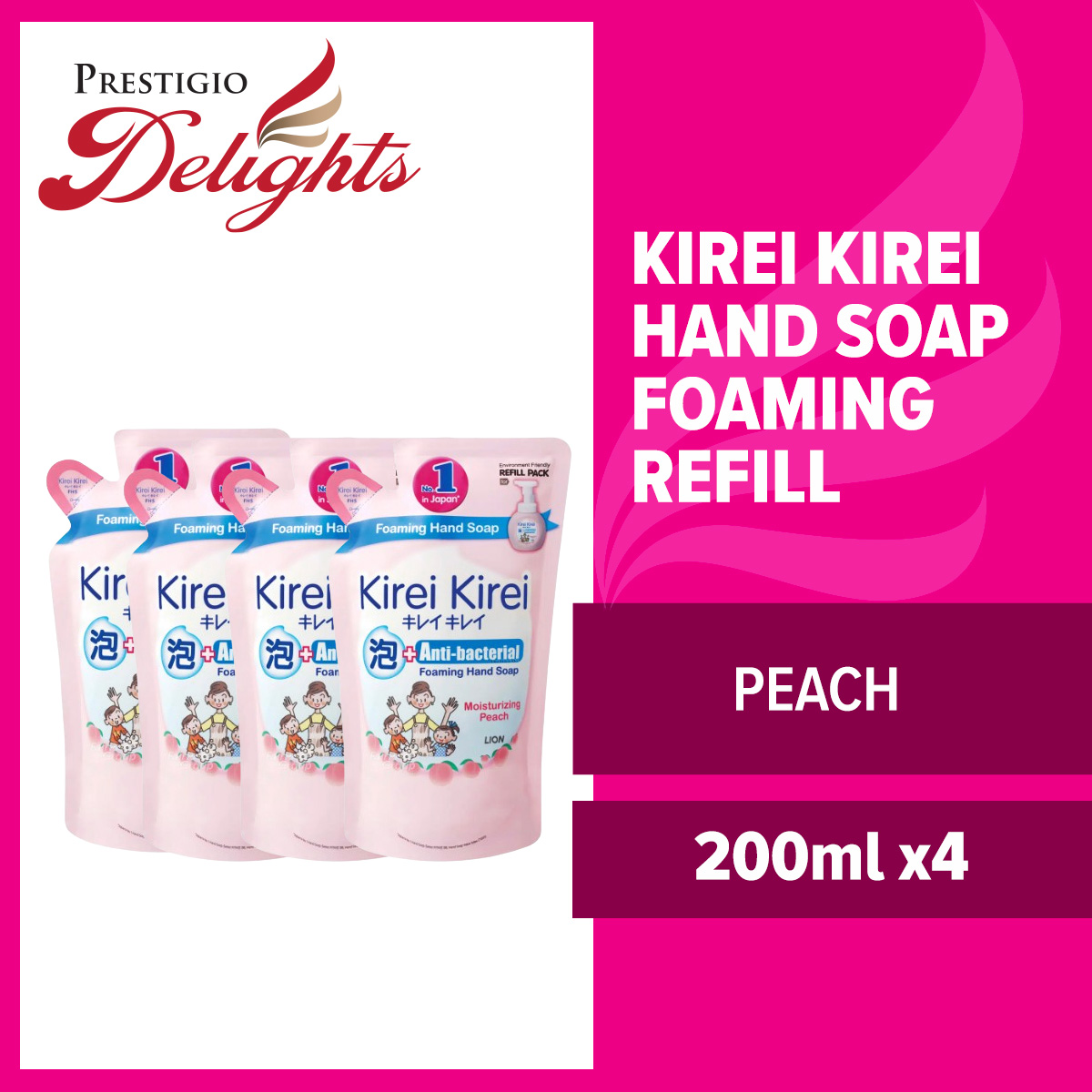 Kirei Kirei Hand Soap Foaming Refill (Peach) 200ml x4 | Lazada Singapore