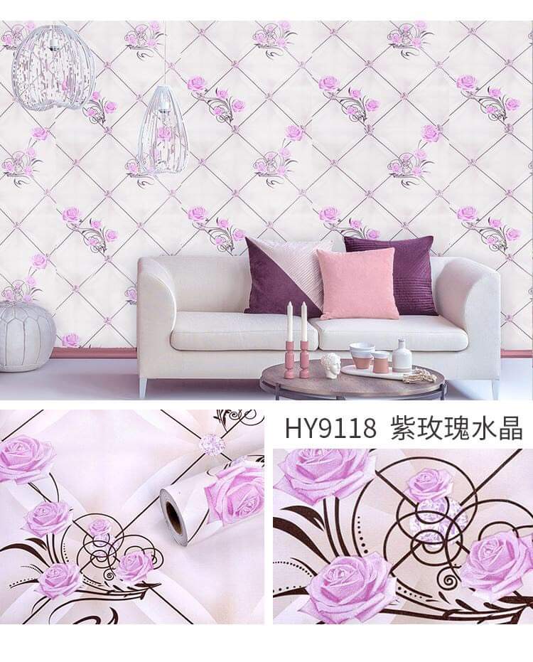 cuộn 10M giấy dán tường hoa hồng
