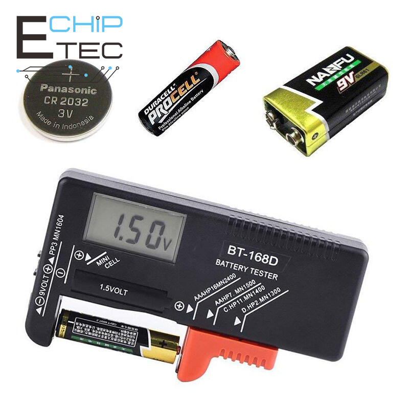 1 cái BT-168D pin kỹ thuật số điện dung công cụ Chẩn đoán Máy thử Pin Màn hình LCD kiểm tra AAA AA Pin đồng xu phổ Tester