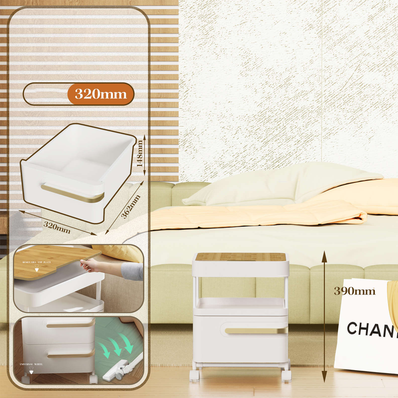 Advanced bedside storage rack bedside movable storage cabinet drawer-type multi-layer home modern minimalist storage cabinet