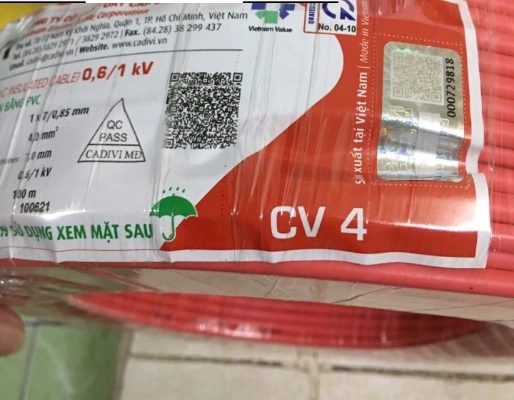 CADIVI - Dây điện Cadivi CV 4.0 đơn 7 sợi (cuộn 100 mét)