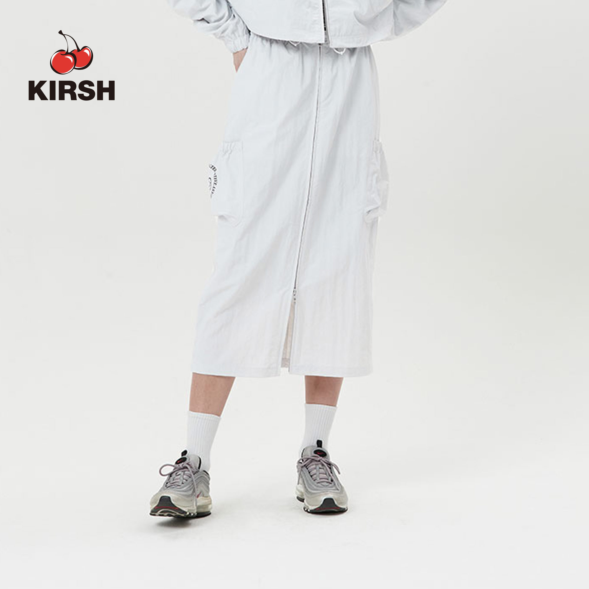 KIRSH] DOODLE CHERRY 2WAY ZIP UP LONG SKIRT | Korean | Women