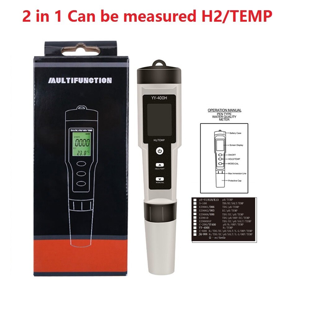 4 in 1 ph/orp/h2 & temp meter digital hydrogen ion concentration tester spe/pem hydrogen rich cup water generator water lonizer