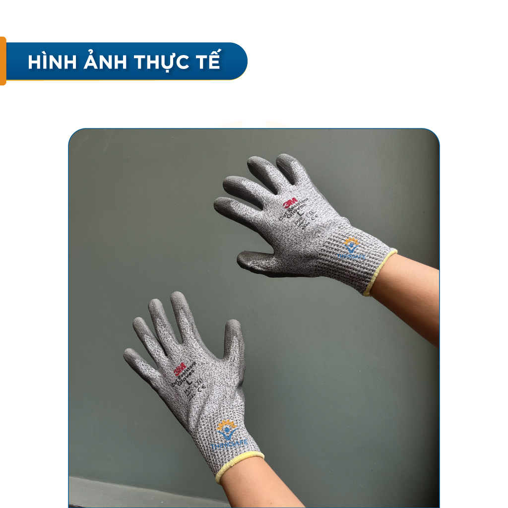 Găng tay chống cắt 3M cấp độ 5, Găng tay lao động chống dầu, chống trơn trượt, bao tay bảo hộ tay khỏi đồ vật sắt nhọn - Thinksafe