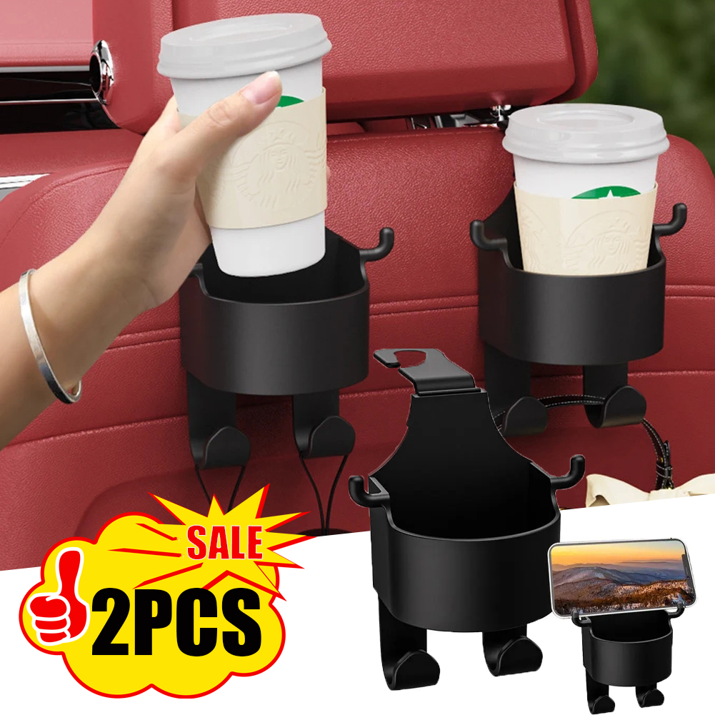2 cái xe hơi đa chức năng tựa đầu ngăn để cốc với móc lưng ghế xe kê điện thoại treo núi đồ uống lưu trữ Chai Nước Uống chủ