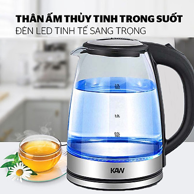 Ấm đun siêu tốc, bình đun nước siêu tốc, bình siêu tốc ấm siêu tốc sunhouse Ấm Siêu Tốc, Bình Đun Nước Siêu Tốc KAW Dung Tích 2L Công Suất 1500W, Bình Siêu Tốc Thủy Tinh KAW Chính Hãng, Âm Sieu Toc KAW,
