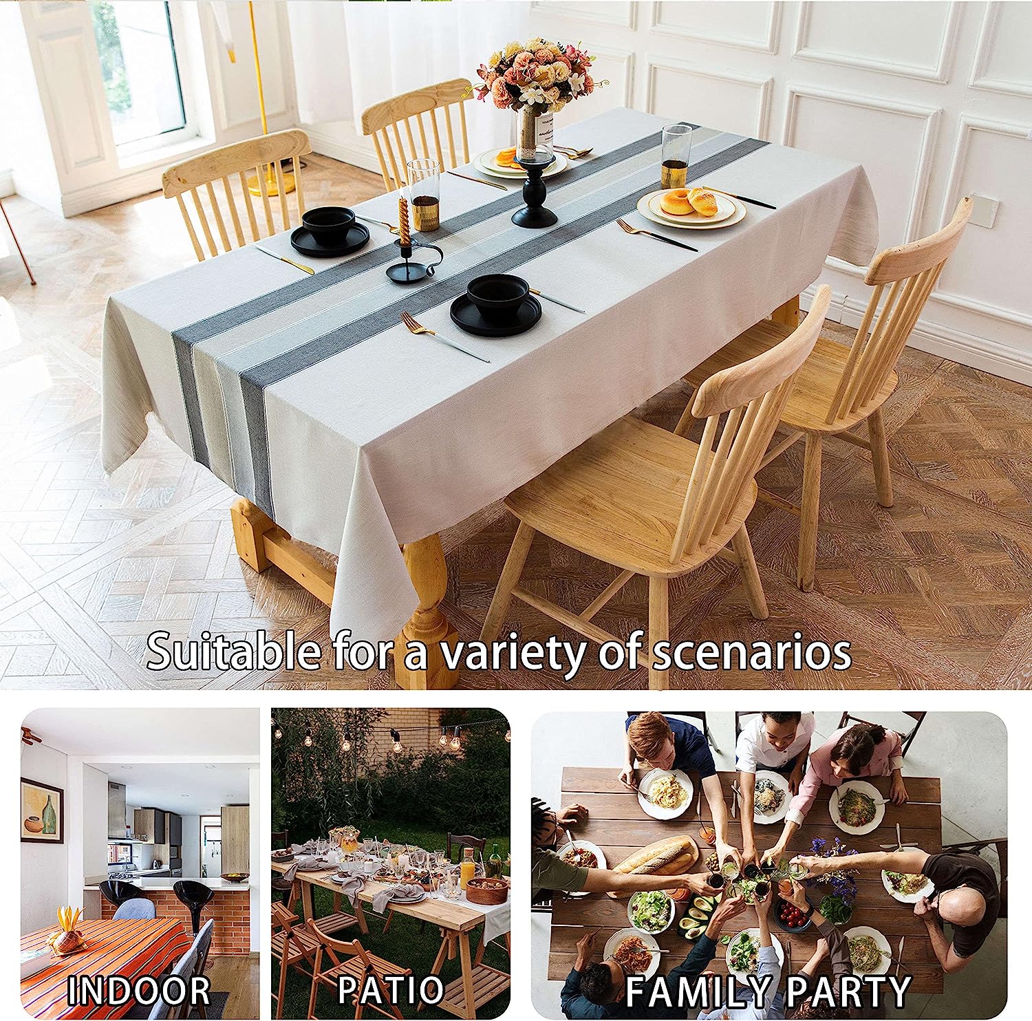 Leather Tablecloth Waterproof Oil-Proof PVC Table Cloth Stain-Resistant Wipeable Rectangle or Square Table Cover
