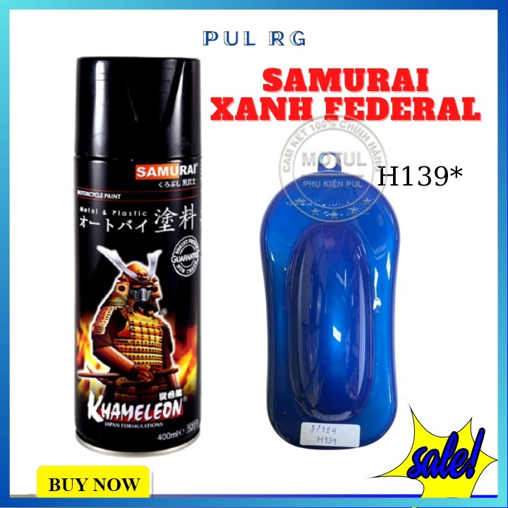 Sơn samurai màu xanh federal H139 làm mới đẹp xe bám tốt chống gỉ sét hàng chính hãng