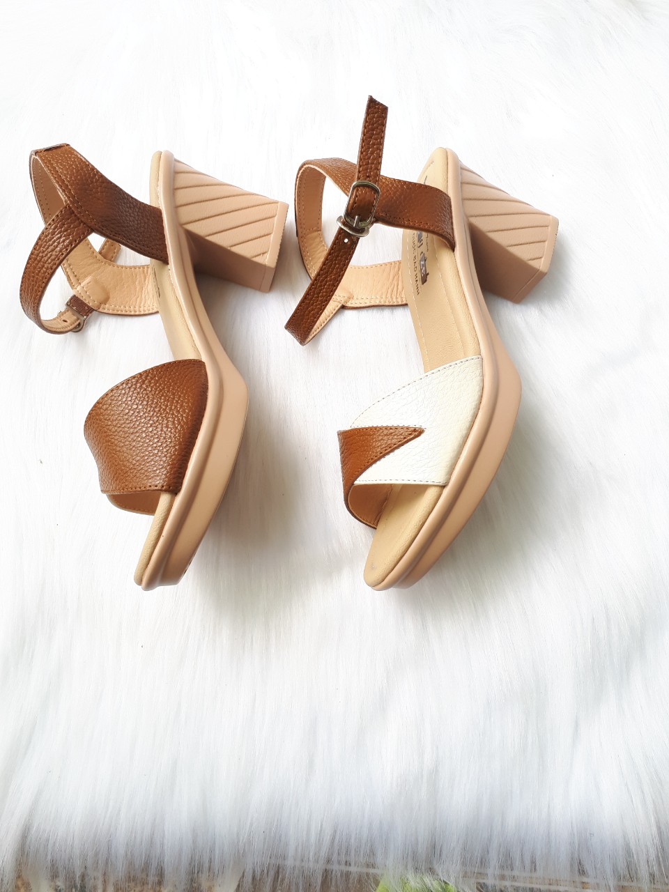 Sandal đế gót cao 7 phân  da bò thật cao cấp VI VI S210