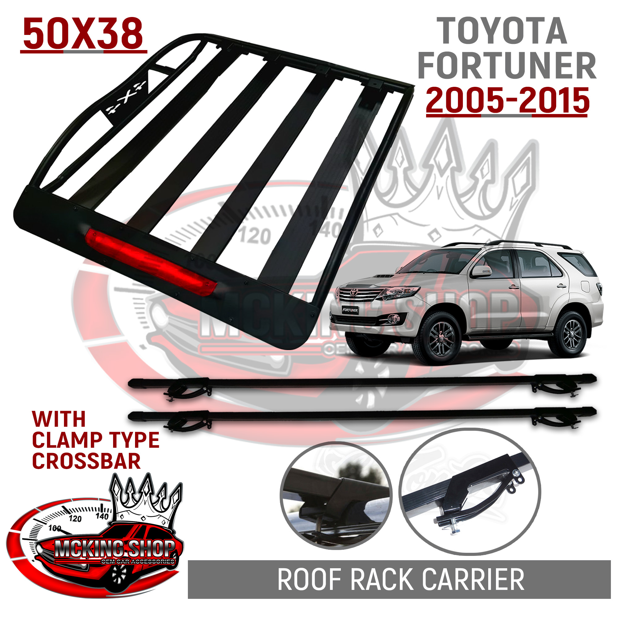 Toyota Fortuner 20052015 4x4 Aluminum Roof Rack with Red Reflector