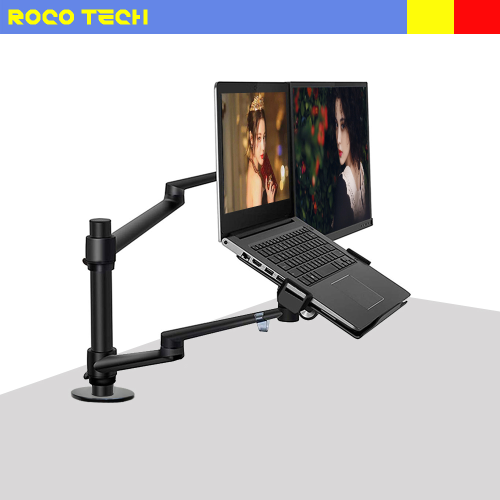 ROCOTECH Monitor Laptop Desk Stand Mount Dual Aluminum Arm for 17-32”  Monitor and 12-17” Notebook Computer VESA Mount Lazada Singapore