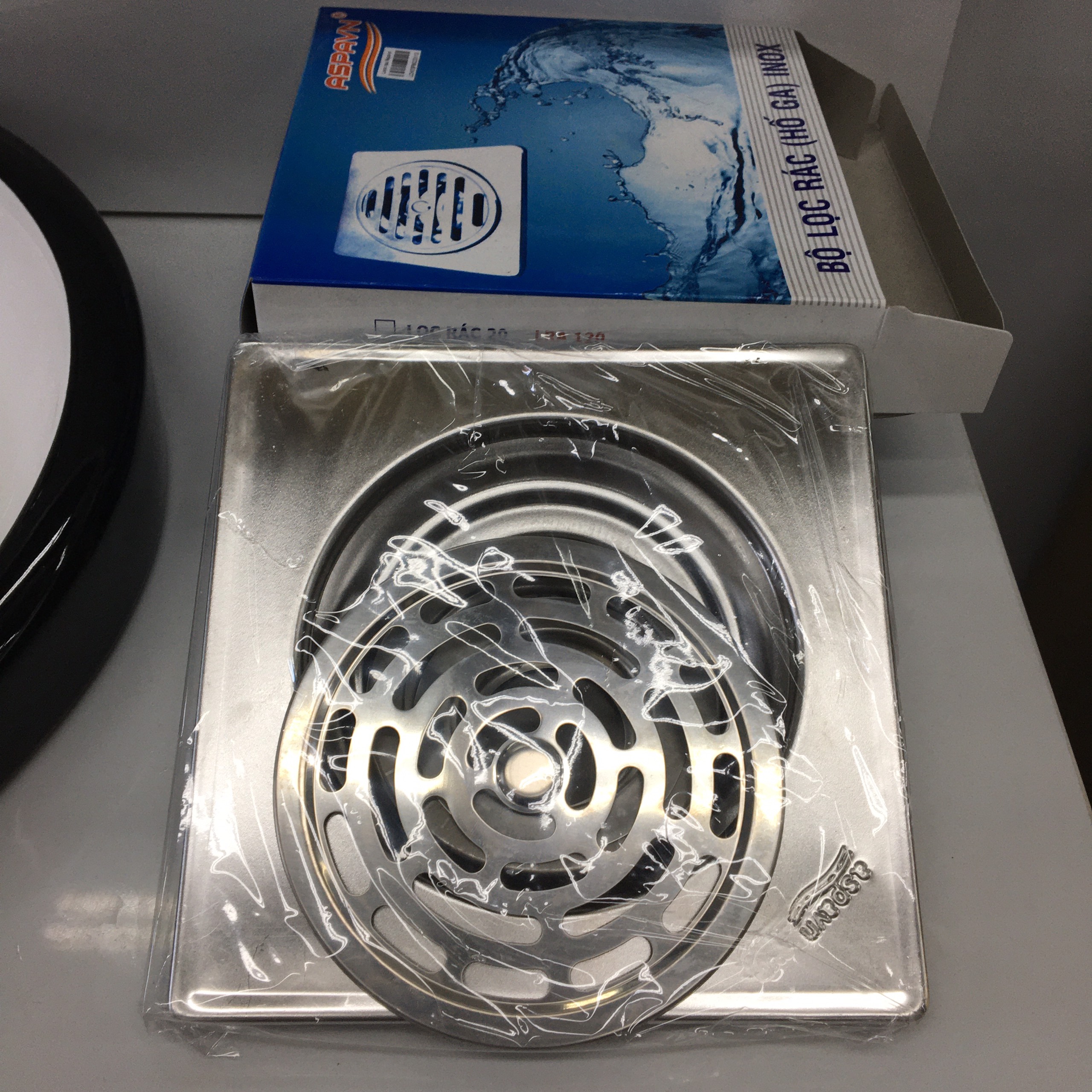 Lược rác aspavn chống hôi inox kích thước 15x15cm phi 60/ 90, 20x20cm phi 60/90, lược rác hố ga