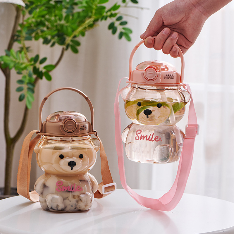 1 Liter Cartoon Bear Water Bottle Cute Drinking Cup Plastic Water Cup ...