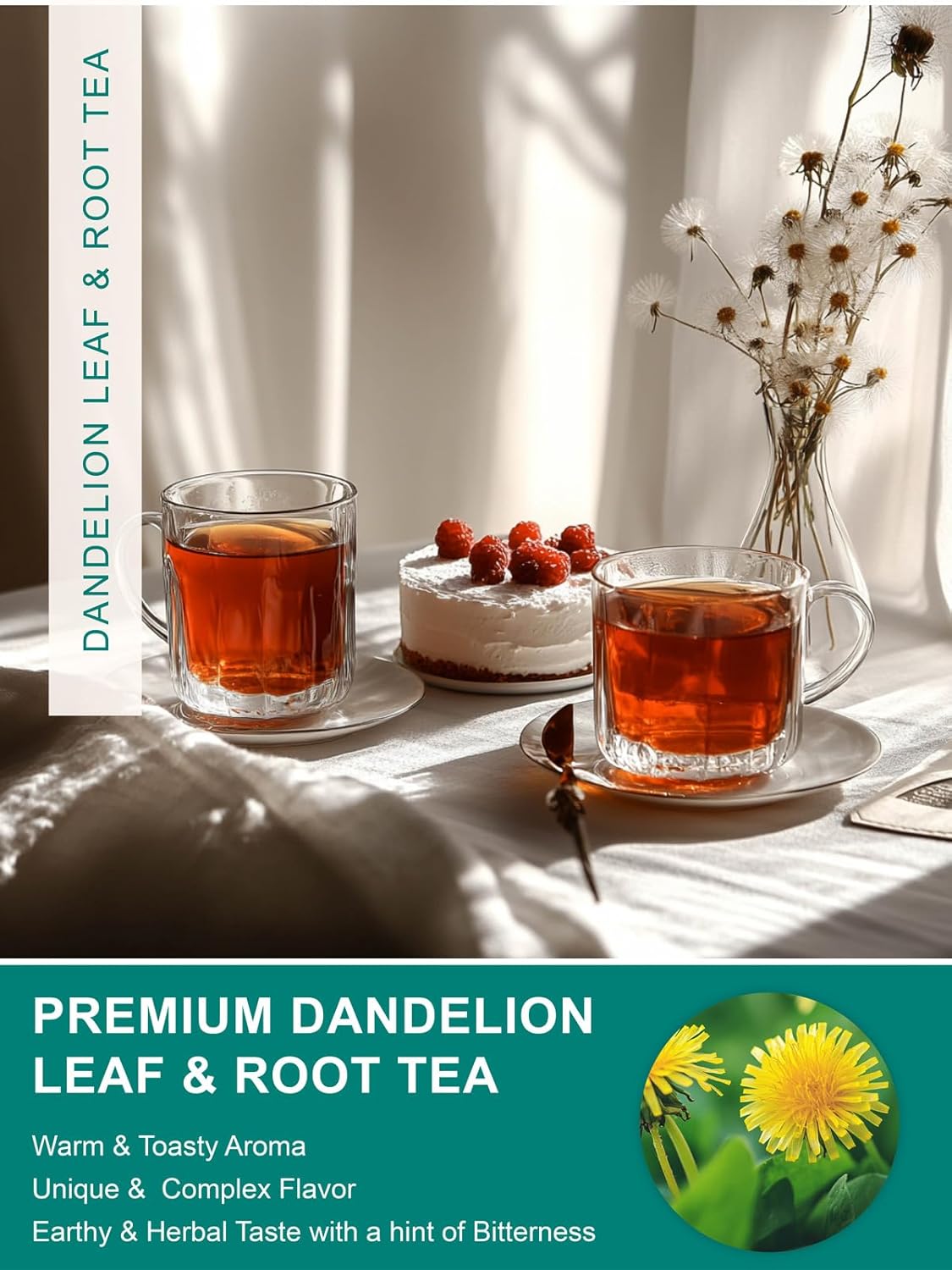 TeeLux Dandelion Leaf & Root Tea Bags 28 Count, Vegan, Rich Flavor ...