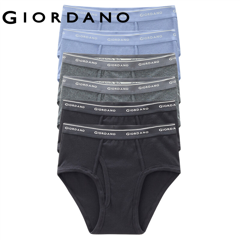 [6 PACKS] Giordano Men Underwear Men Classic Logo Brief Solid ...