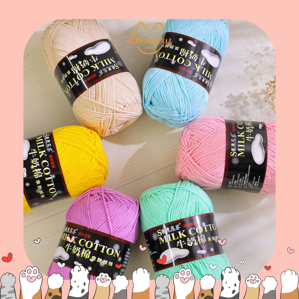 Len Milk Cotton 125G (Loại 1) (Bảng Màu 01 - 50)