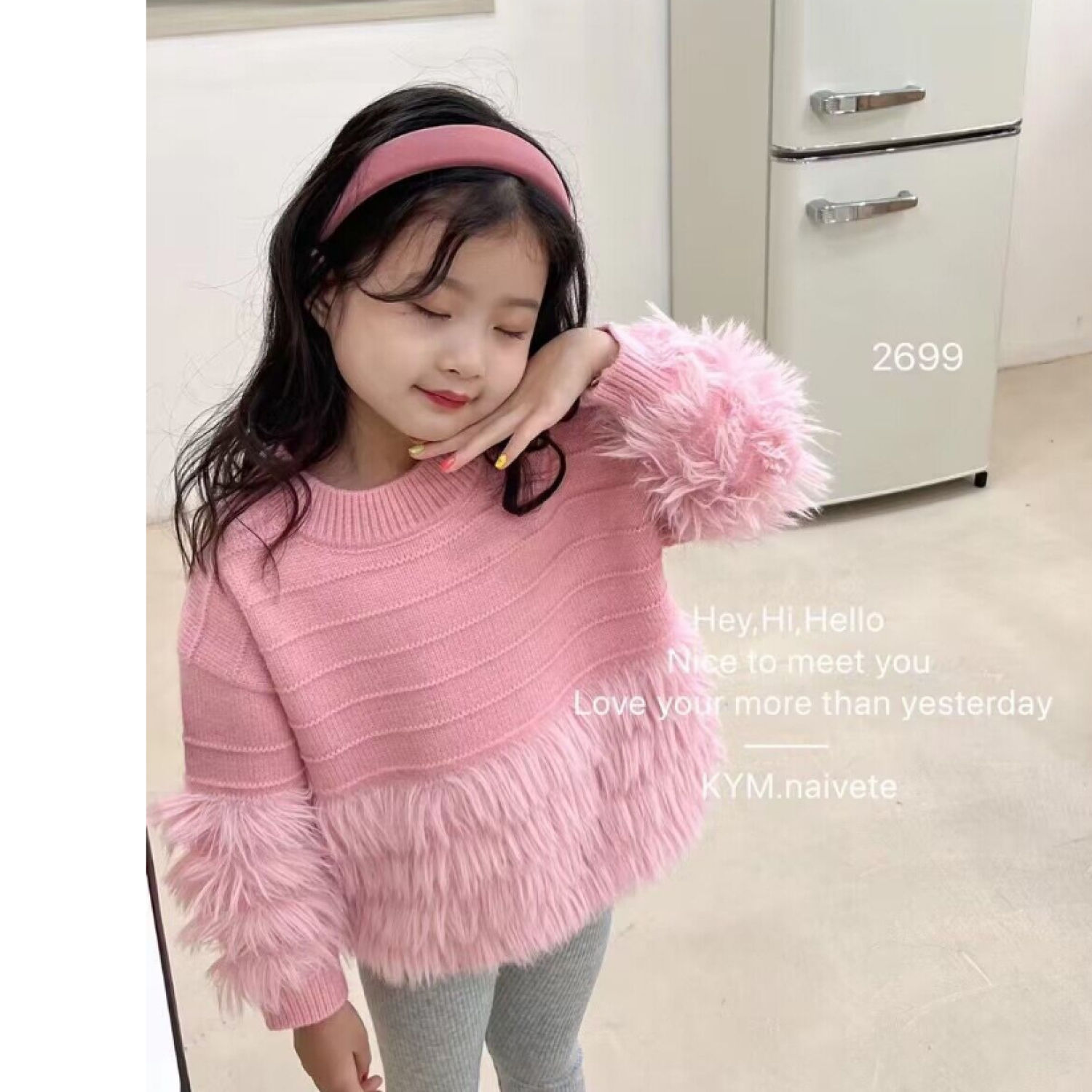 áo len bé gái phối lông mềm mịn siêu đẹp 2023