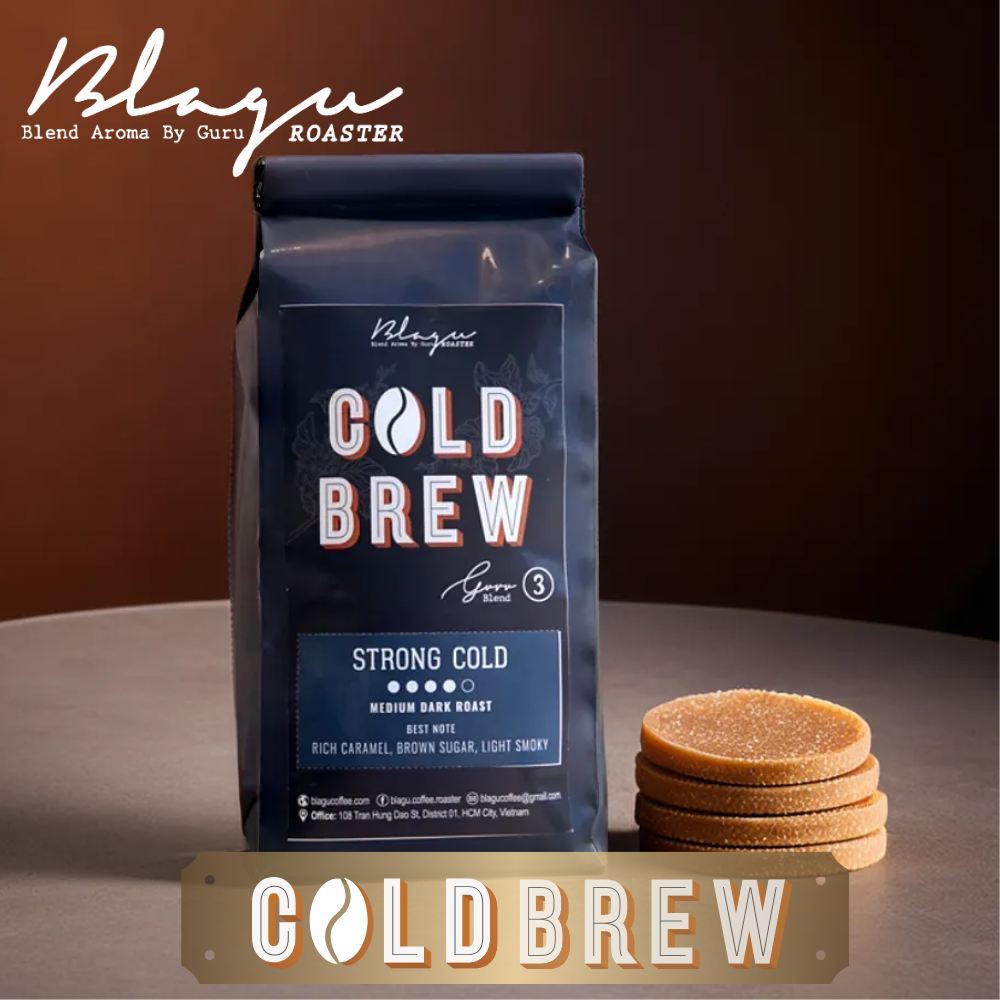 Cà Phê Blagu Hạt Đã Rang Guru 3 Blend Cold Brew - Strong Cold - Chuyên Dùng Cold Brew - 100% Arabica - Medium Dark - 250gram