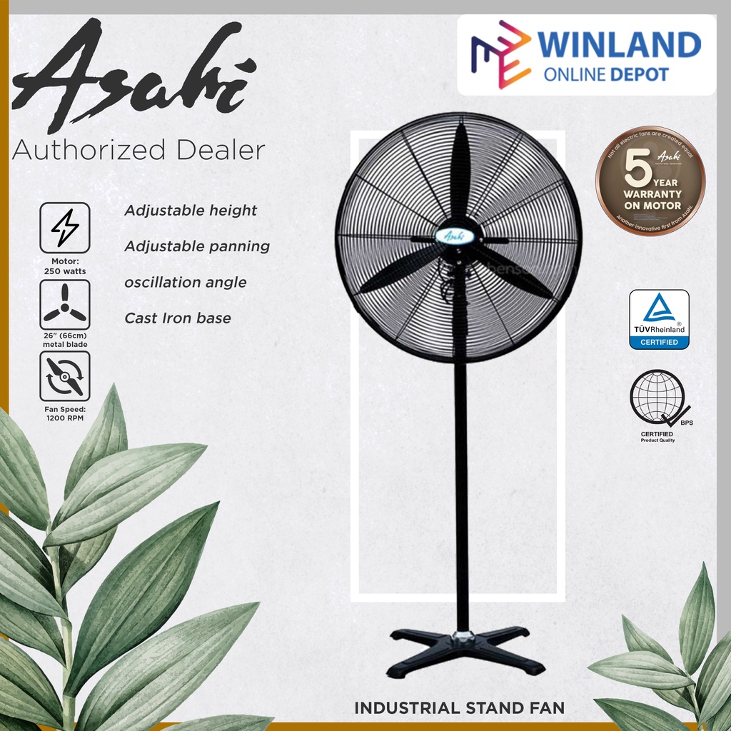ASAHI By Winland PF 2601 Industrial Electric Stand Fan 26 Inch Asahi asahi-by-winland-pf-2601-industrial-electric-stand-fan-26-inch-asahi