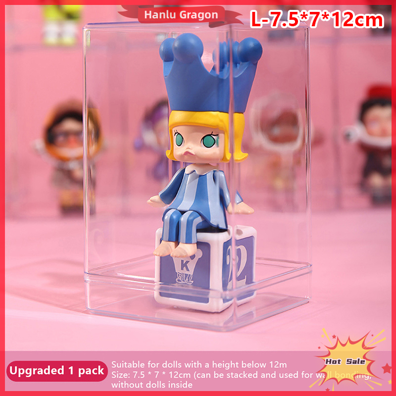 Hanlu 1Pc Figure Doll Display Box Small Model Storage Box Dust-Proof Box Protection Case Transparent Showcase Organizer Display Rack