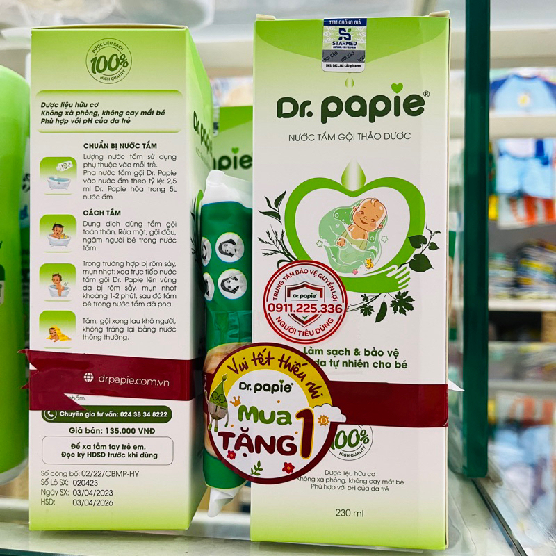 Nước Tắm Gội Thảo Dược DR PAPIE 230ml