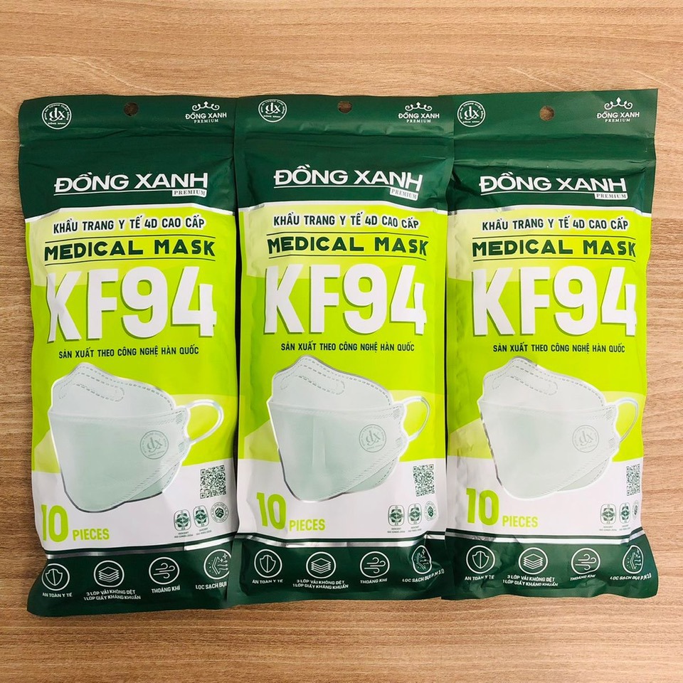 KHẨU TRANG KF94 ĐỒNG XANH PREMIUM (10 CÁI/TÚI)