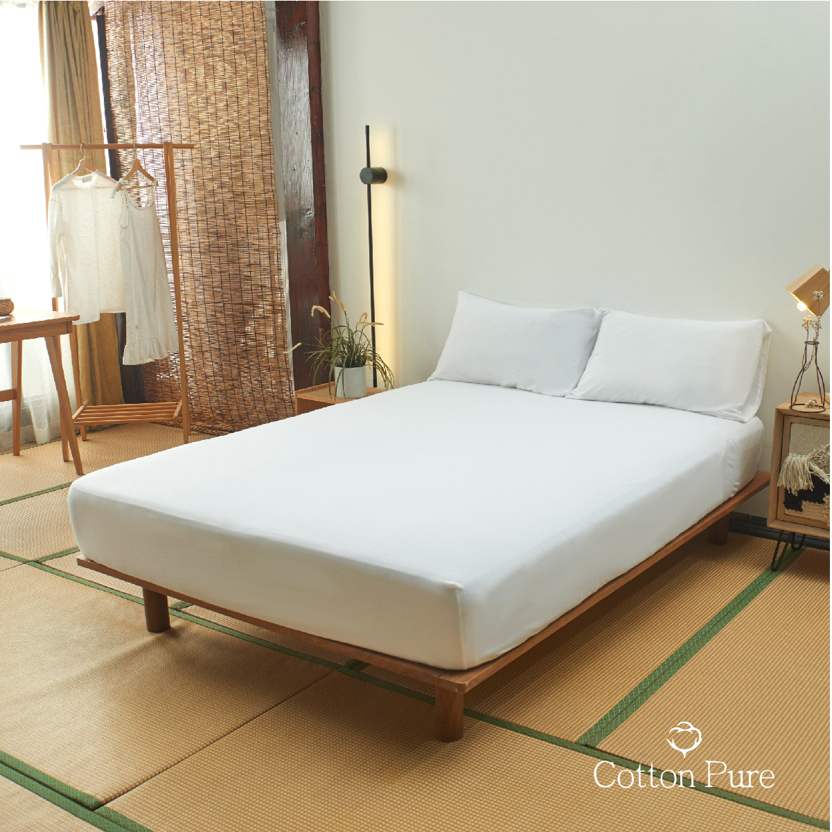 White Jersey Cotton Fitted Sheet 