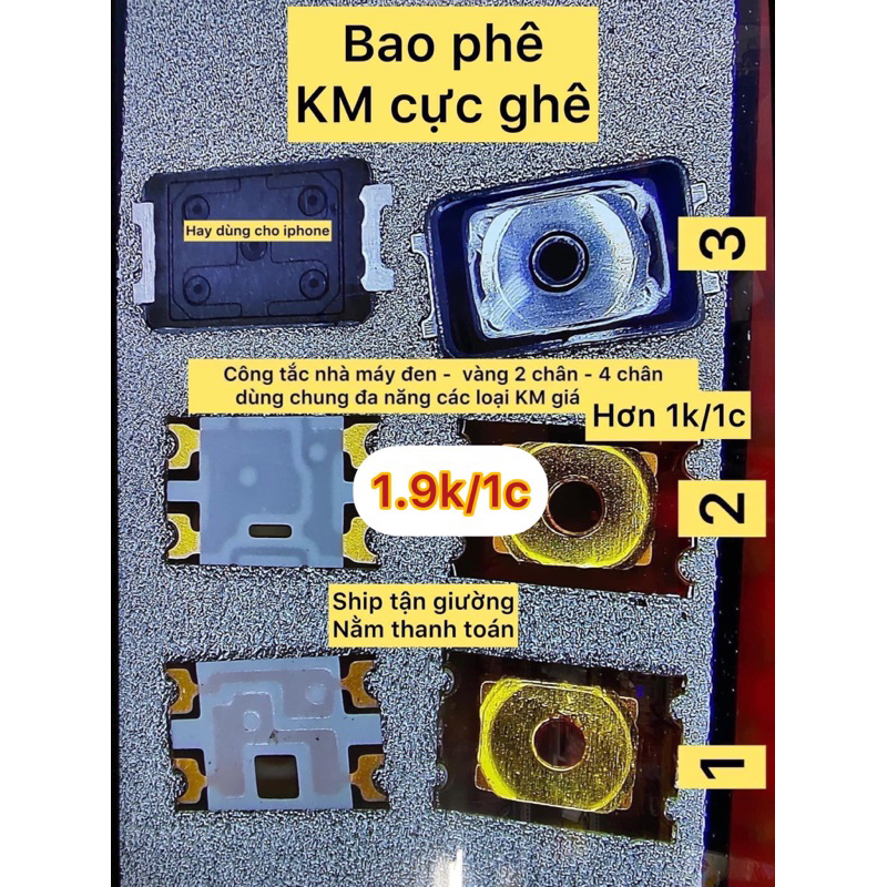 [Freeship]Nút Nguồn Công Tắc ngang dọc 2 chân 4 chân