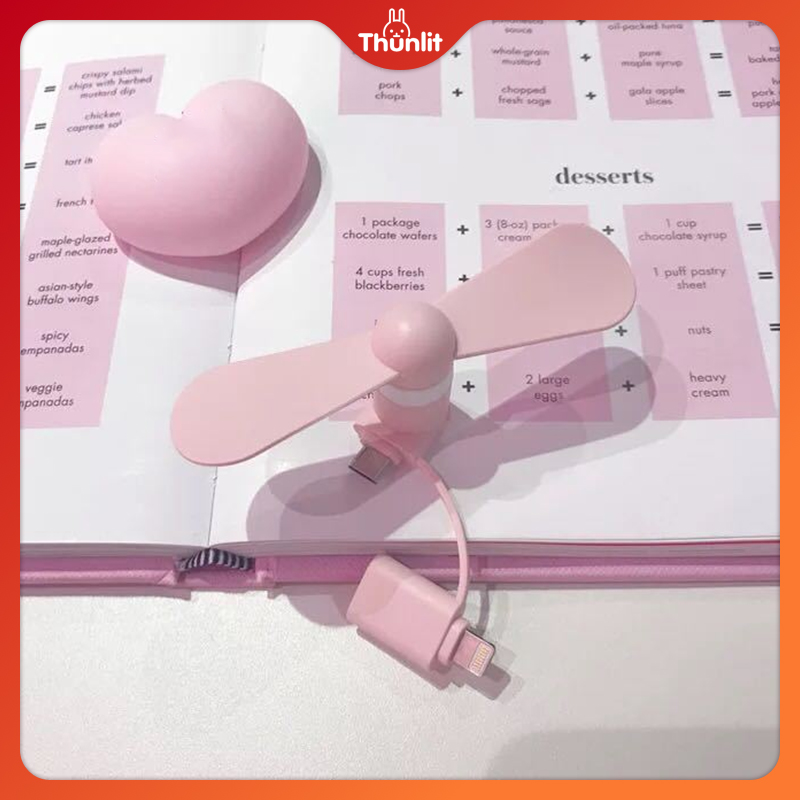 Quạt điện thoại di động mini cầm tay Thunlit 2 in 1 cho Type-C&iPhone&Android