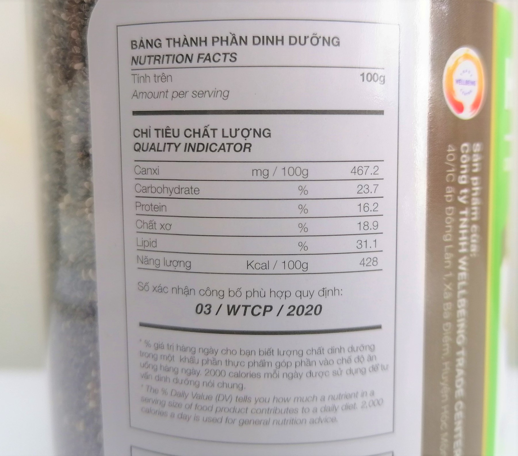 [Hộp 500g - ĐEN] HẠT CHIA HỮU CƠ [VN] WELLBEING Organic Black Chia Seeds