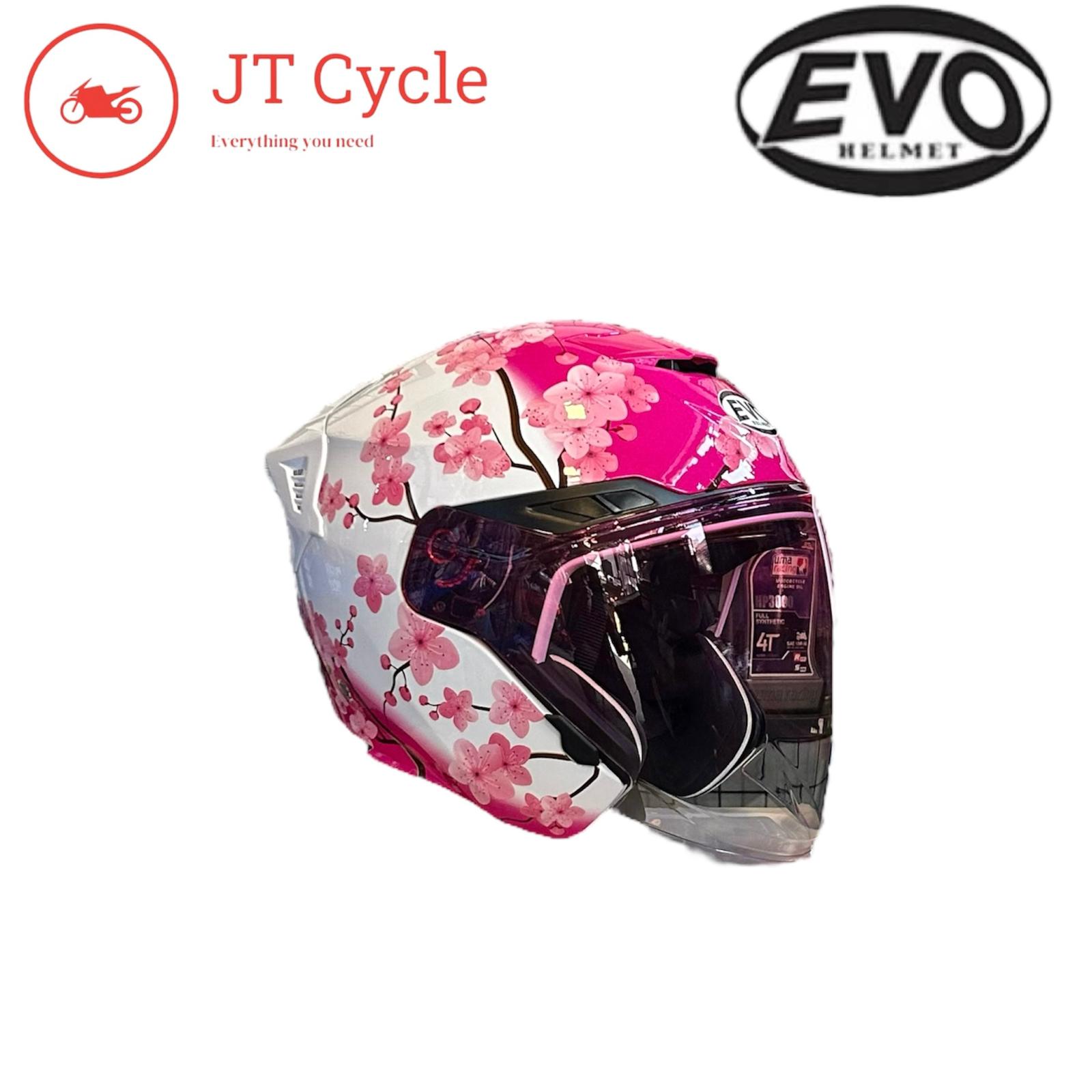 sakura Evo RS9 Sakura Gloss White Pink PSB Approved Open Face Helmet