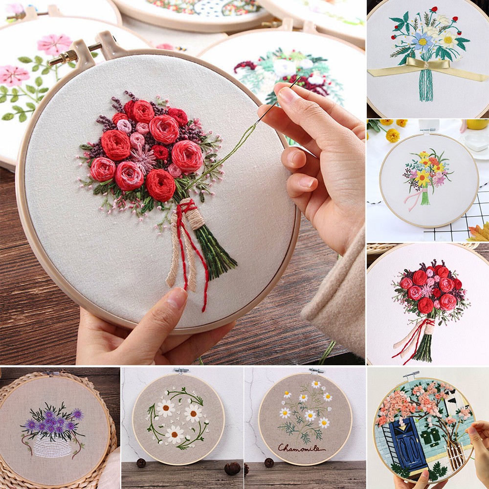 Beginner's Embroidery Starter Kit with Flower Design High Quality Materials