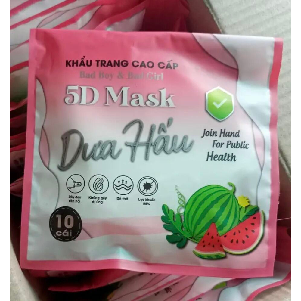 Thùng 200 chiếc khẩu trang 5D dưa hấu