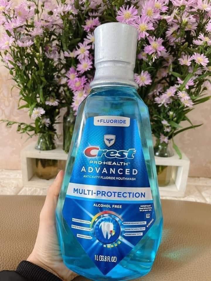 Nước Súc Miệng Crest Pro Trắng Răng  Thơm Miệng Advanced Complete Care Mỹ 1000ml