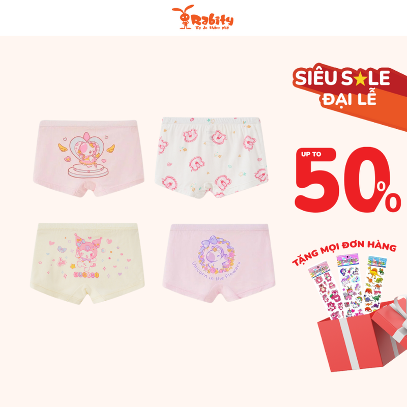 (11-37kg) Set 2 quần chip cho bé gái Rabity quần lót kháng khuẩn chất liệu micro modal nhập khẩu cao cấp mùa hè cho trẻ em 5049