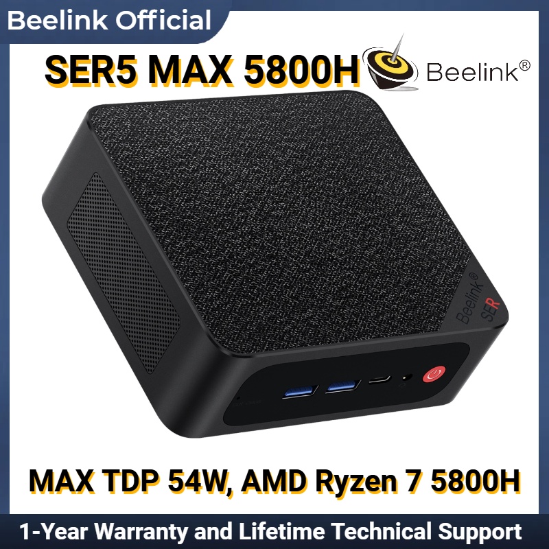 Beelink SER5 Mini PC, AMD Ryzen 7 5800H(7nm, 8C/16T) up to 4.4GHz, Mini  Computer 32GB DDR4 RAM 1TB NVME SSD, Micro PC 4K@60Hz Triple Display, Mini