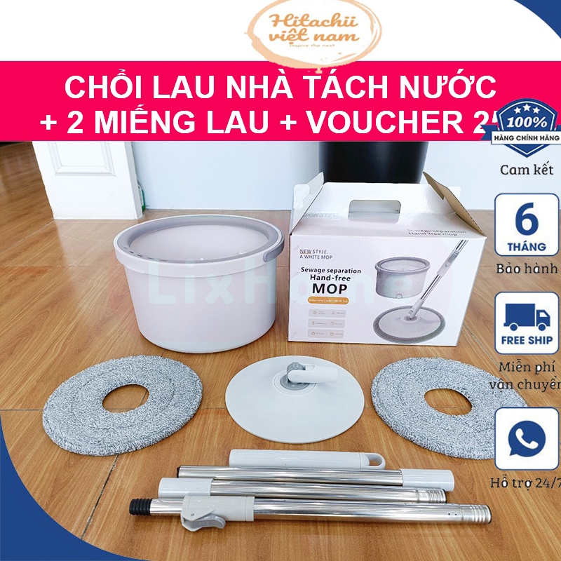 Bộ cây lau nhà xoay tay 360 độ mini k9,k8 bằng thép không gỉ gồm 2 bông lau - Hàng chính hãng lmk200 SKU