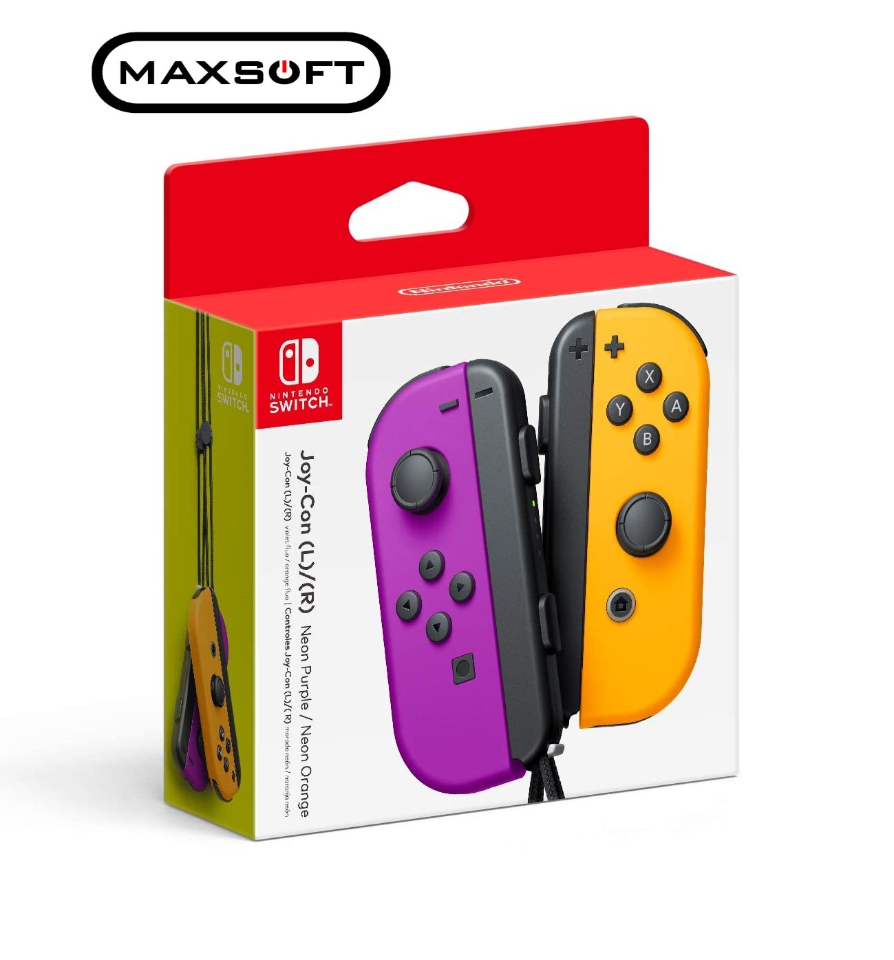 neon orange and purple nintendo switch controllers