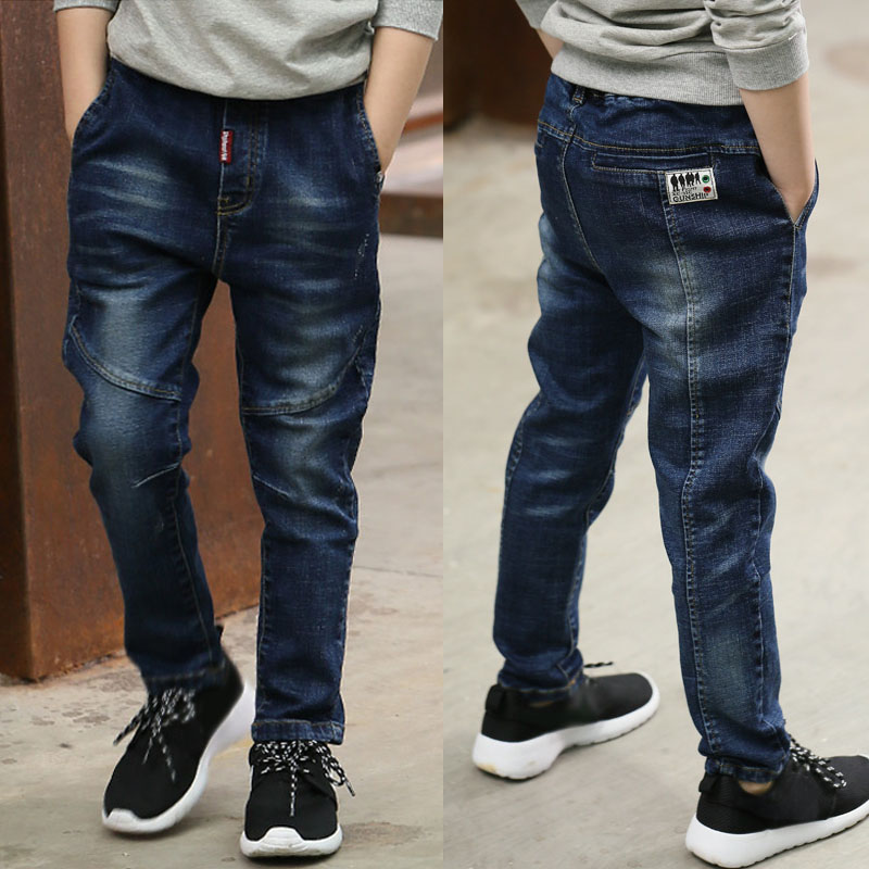 IENENS 4-11Y Fashion Children's Jeans Boy Denim Trousers Kids Clothes Baby Boys Elastic Waist Pants Slim Jeans For Boy.
